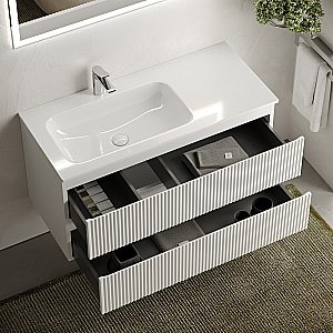 Тумба с раковиной Sancos SNOB R SNR100LW Bianco левая/белая матовая для ванной в интернет-магазине Sanbest