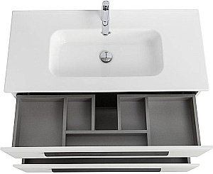 Тумба с раковиной Cezares ECO-CER-N 100 ECO-CER-N-1000-2C-SO-BO белая матовая для ванной в интернет-магазине Sanbest