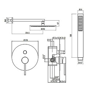 Душевая система Gattoni Circle Two 9190/PDNO (аналог 9090/PDNO) черная матовая купить в интернет-магазине сантехники Sanbest