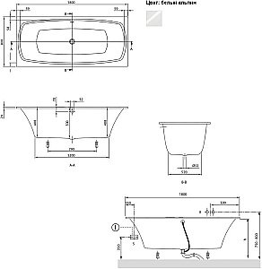 Ванна квариловая Villeroy&Boch My Art UBQ180MYA2V-01 180x80 белая купить в интернет-магазине Sanbest