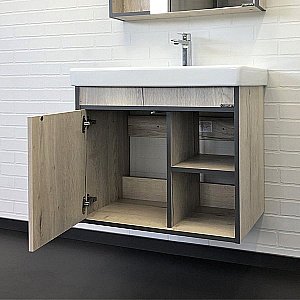 Тумба с раковиной Comforty Вена 00-00008929 70 дуб дымчатый для ванной в интернет-магазине Sanbest