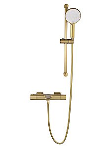 Смеситель для ванны с душевым гарнитуром и термостатом WONZON & WOGHAND SOLID, Брашированное золото (WW-C2011-A-BG) купить в интернет-магазине сантехники Sanbest