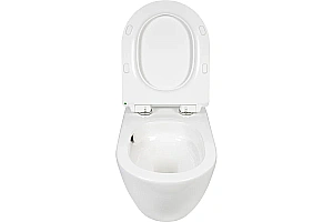 Унитаз подвесной Agger ATI09150L+APB255 безободковый, смыв Торнадо, с инсталляцией, с крышкой микролифт, белый/кнопка оружейная сталь матовая купить в интернет-магазине Sanbest