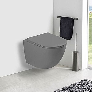 Унитаз подвесной Vincea Globo VT1-14SMG безободковый, с крышкой микролифт, серый матовый купить в интернет-магазине Sanbest