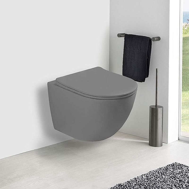 Унитаз подвесной Vincea Globo VT1-14SMG безободковый, с крышкой микролифт, серый матовый купить в интернет-магазине Sanbest