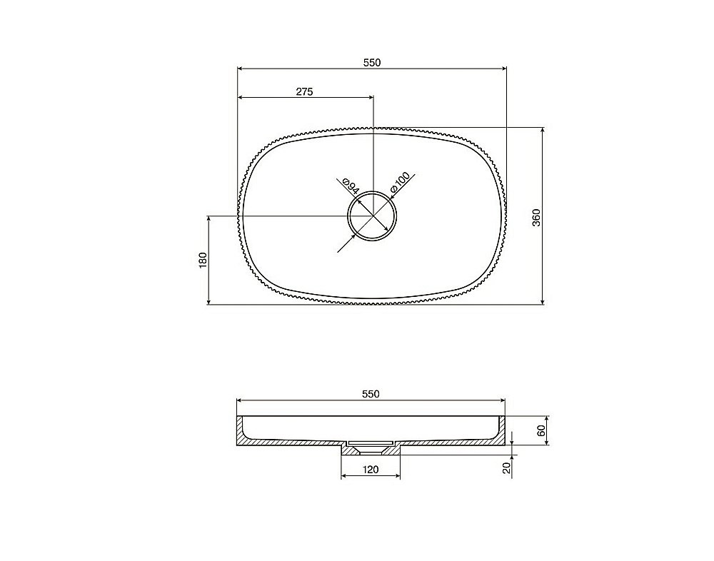 Раковина накладная NT Bagno Array 55 NT704 белая матовая купить в интернет-магазине Sanbest