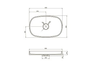 Раковина накладная NT Bagno Array 55 NT704 белая матовая купить в интернет-магазине Sanbest