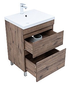 Тумба с раковиной Aquanet Нота New 58 344139+281220 дуб веллингтон табак для ванной в интернет-магазине Sanbest