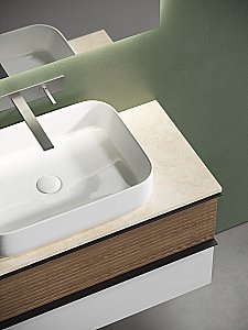 Тумба с раковиной Sancos DELTA 100 со столешницей, дуб светлый/белая для ванной в интернет-магазине Sanbest