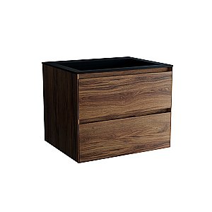 Тумба с раковиной Vincea Luka 60 VMC-2L600CO/VCB-13600B тёмный дуб/раковина черная для ванной в интернет-магазине Sanbest