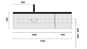 Тумба с раковиной Armadi Art QUATRO 2 140 CASHMERE/профиль MATT GOLD/раковина DAPHNE для ванной в интернет-магазине Sanbest