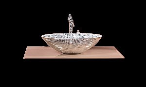 Столешница Armadi Art 853-080-CP 80 стекло капучино для ванной в интернет-магазине сантехники Sanbest