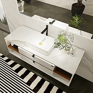 Тумба с раковиной Black & White Gravity AV707.1500 WHITE белый матовый для ванной в интернет-магазине Sanbest