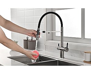 Смеситель для кухни Paulmark Gravity Gr213888-BS нержавеющая сталь купить в интернет-магазине сантехники Sanbest