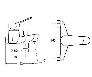 Смеситель для ванны Jacob Delafon BRIVE E75766-CP купить в интернет-магазине сантехники Sanbest