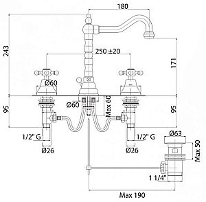 Смеситель для раковины Cezares GOLF-BLS2-02 бронза купить в интернет-магазине сантехники Sanbest