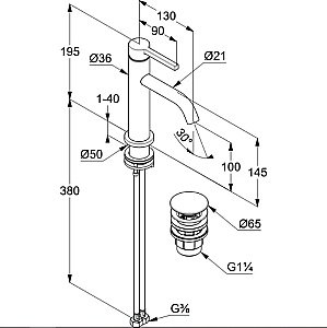 Смеситель для раковины Kludi Nova Fonte Pura 202893915 черный матовый купить в интернет-магазине сантехники Sanbest