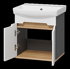 Тумба с раковиной Misty Сканди - 50 Э-Ска01050-011П белый/графит для ванной в интернет-магазине Sanbest