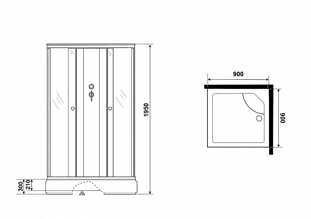 Душевая кабина Niagara Eco E90/26Q/TN/BK 90х90 купить в интернет-магазине Sanbest