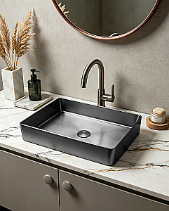 Раковина накладная ABBER Wasser Kreis 51 AF2400GM оружейная сталь купить в интернет-магазине Sanbest