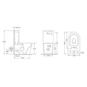 Унитаз напольный Veconi Telle VTE-64T белый, безободковый, с крышкой микролифт, с бачком, слив торнадо купить в интернет-магазине Sanbest
