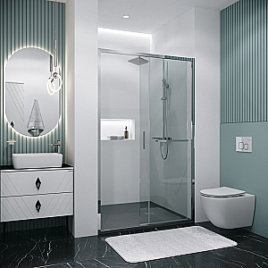 Душевая дверь Grossman Style 130 100.K33.05.130.10.00 стекло прозрачное/профиль хром купить в интернет-магазине Sanbest