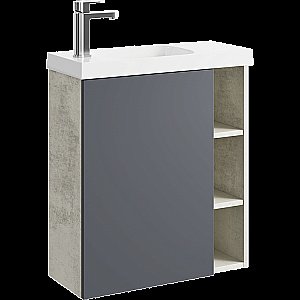 Тумба с раковиной Aqwella Alba 60 корпус светлый камень/фасад серый для ванной в интернет-магазине Sanbest