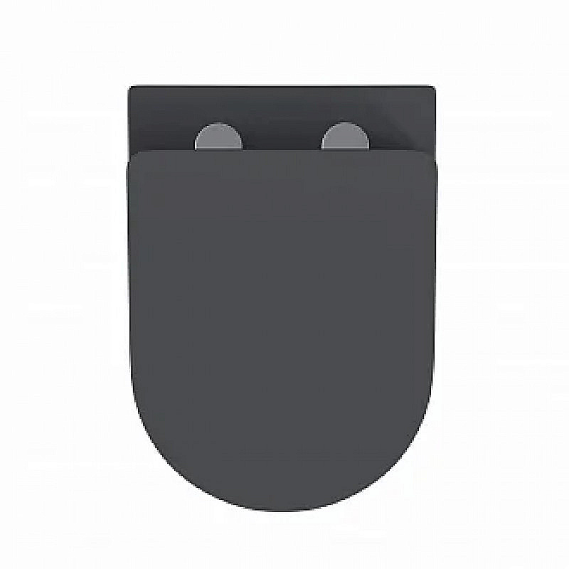 Унитаз подвесной BAS ROUND DARK GREY безободковый, с крышкой микролифт, темно-серый купить в интернет-магазине Sanbest