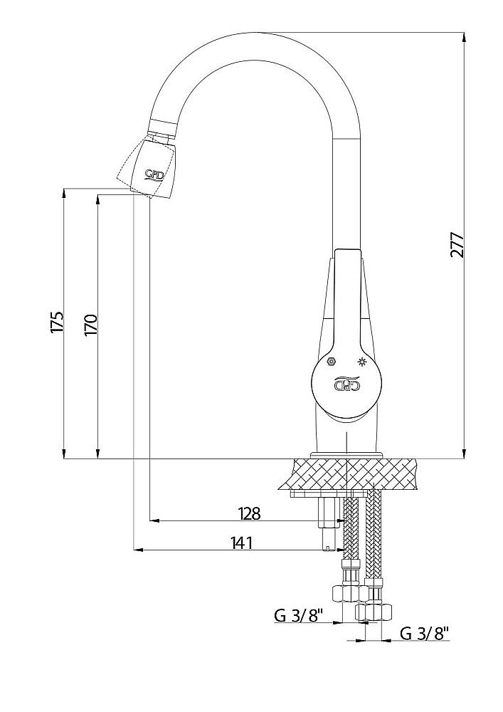 Смеситель для раковины GPD SOLUS MTL55 купить в интернет-магазине сантехники Sanbest