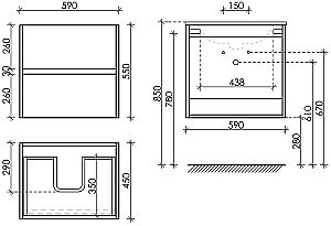 Тумба с раковиной Sancos Urban 60 UR60ECH дуб чарльстон для ванной в интернет-магазине Sanbest