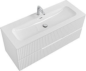 Тумба с раковиной Cezares DUET-N 120 DUET-N-1200-2C-SO-BL белая глянцевая для ванной в интернет-магазине Sanbest