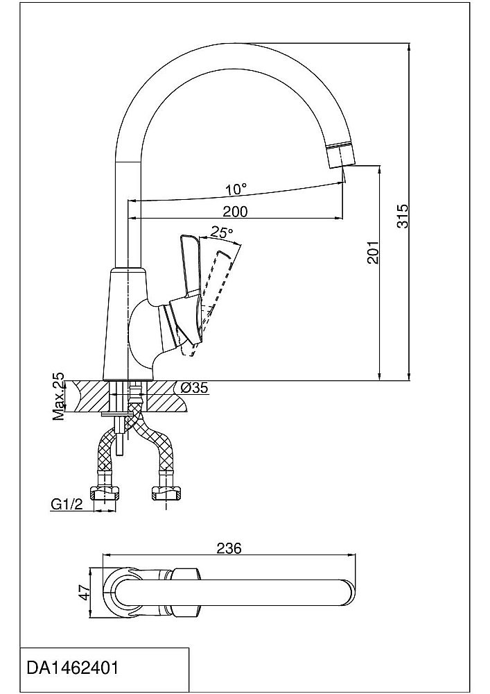 Смеситель для кухни D&K Rhein Schiller DA1462401 купить в интернет-магазине сантехники Sanbest