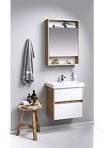 Зеркальный шкаф Aqwella City 60 светлое дерево купить в интернет-магазине сантехники Sanbest