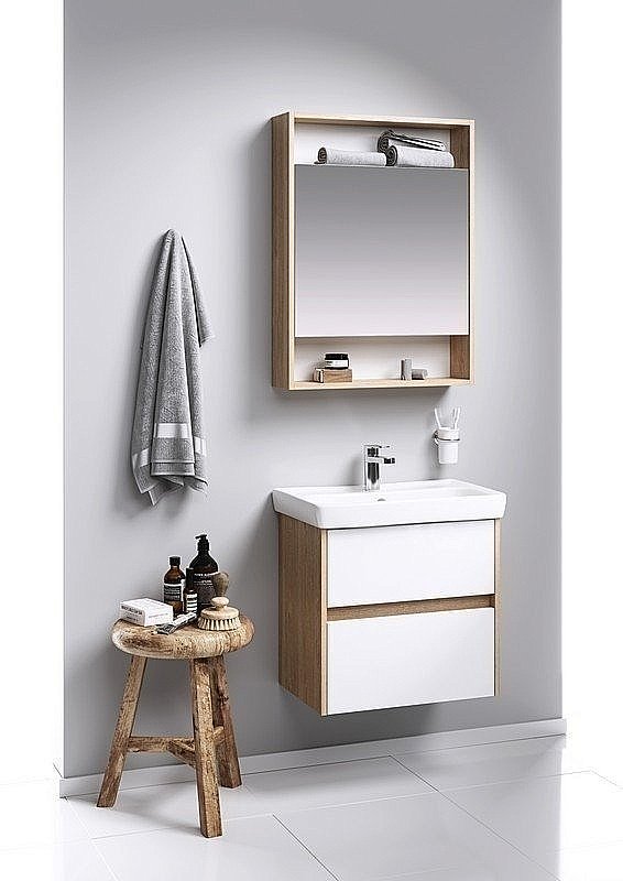 Зеркальный шкаф Aqwella City 60 светлое дерево купить в интернет-магазине сантехники Sanbest