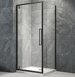 Душевой уголок Veconi Rovigo RV033B-8070-01-C7 80х70 стекло прозрачное/профиль черный матовый купить в интернет-магазине Sanbest