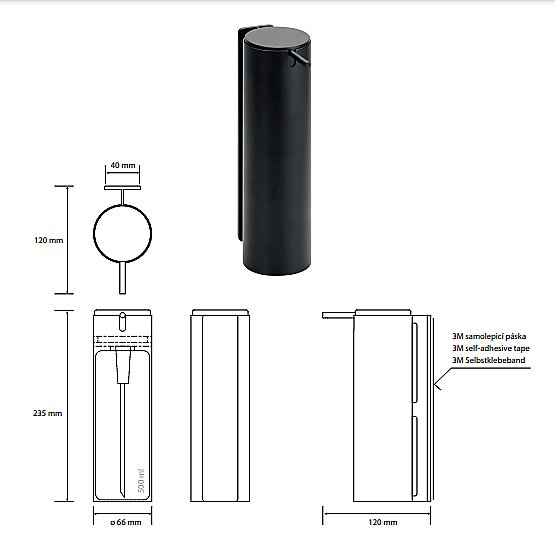 Диспенсер Bemeta Easy 163109090 черный купить в интернет-магазине сантехники Sanbest