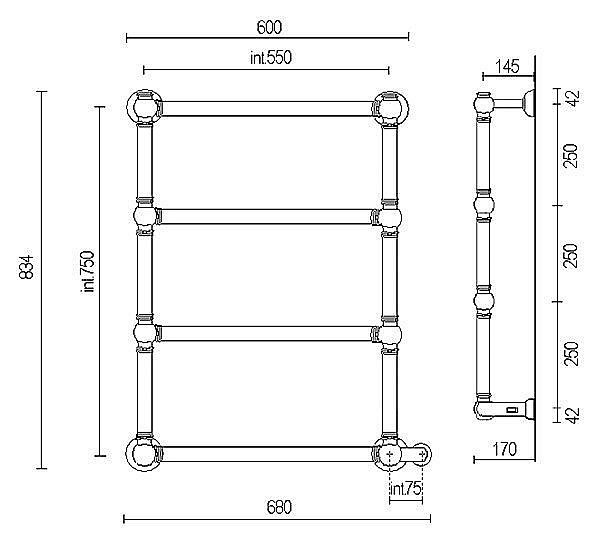 Полотенцесушитель электрический Margaroli Armonia 9-542 купить в интернет-магазине сантехники Sanbest