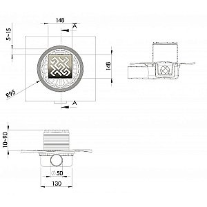 Душевой трап боковой Berges Zentrum Antik 15х15 090365 матовый хром купить в интернет-магазине Sanbest