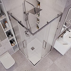 Душевой уголок Grossman Cosmo 300.K33.02.8080.10.02 80x80 стекло шиншилла/профиль хром купить в интернет-магазине Sanbest