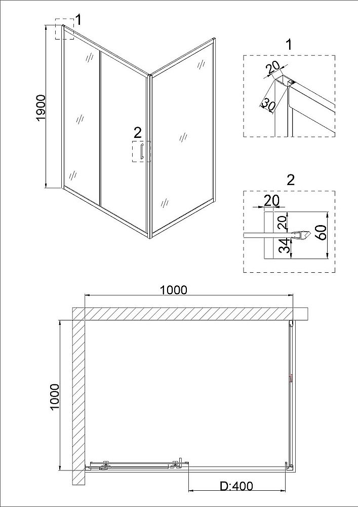 Душевая дверь Niagara Nova NG-62-10A 100 хром купить в интернет-магазине Sanbest