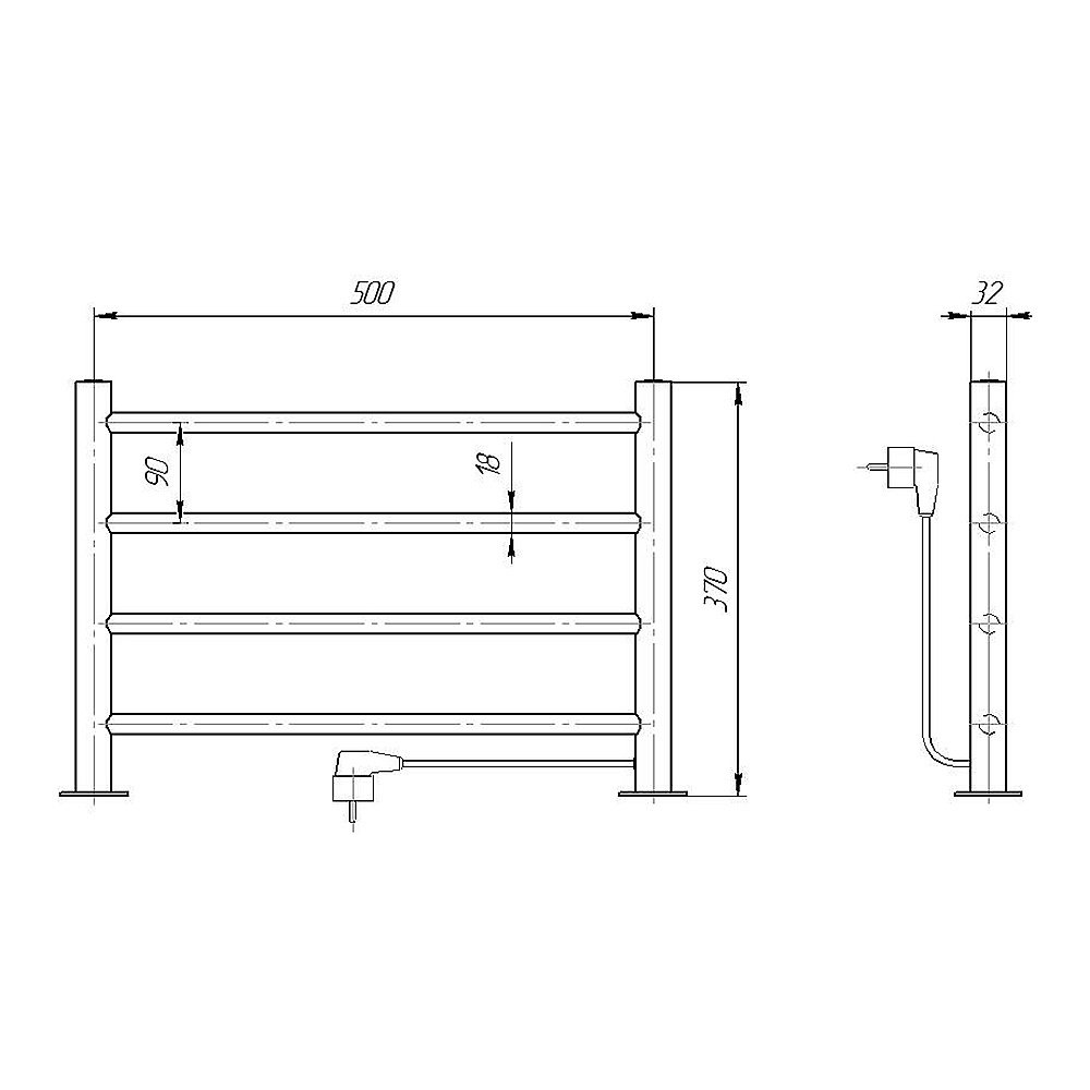 Полотенцесушитель электрический Domoterm DMT-T4 38x53 EK хром купить в интернет-магазине сантехники Sanbest