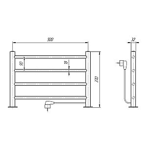 Полотенцесушитель электрический Domoterm DMT-T4 38x53 EK хром купить в интернет-магазине сантехники Sanbest