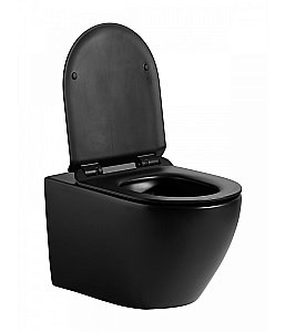 Унитаз подвесной с инсталляцией Agger ATI03144+APB200 черный матовый, с крышкой микролифт, безободковый, с кнопкой хром купить в интернет-магазине Sanbest