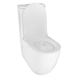 Унитаз напольный Azario Riano AZ-1307A белый, безободковый, с бачком, с крышкой микролифт, слив торнадо купить в интернет-магазине Sanbest