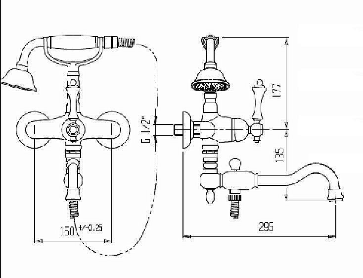 Смеситель для ванны Cezares GIUBILEO-VDFM2-03-24-золото купить в интернет-магазине сантехники Sanbest