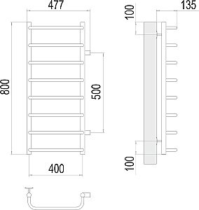 Полотенцесушитель водяной Terminus Стандарт П8 400х800 с боковым подключением 500 купить в интернет-магазине сантехники Sanbest
