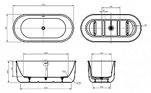 Ванна акриловая BelBagno BB709 170х78 купить в интернет-магазине Sanbest