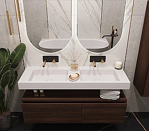 Тумба с раковиной Armadi Art Flat 120 темный дуб для ванной в интернет-магазине Sanbest