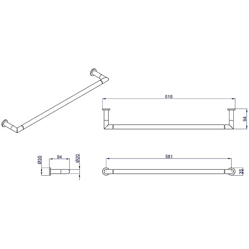 Полотенцедержатель Azario FORNY AZ-88301 хром купить в интернет-магазине сантехники Sanbest