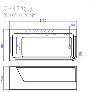 Акриловая ванна CeruttiSpa C-494-17L 170x80 купить в интернет-магазине Sanbest